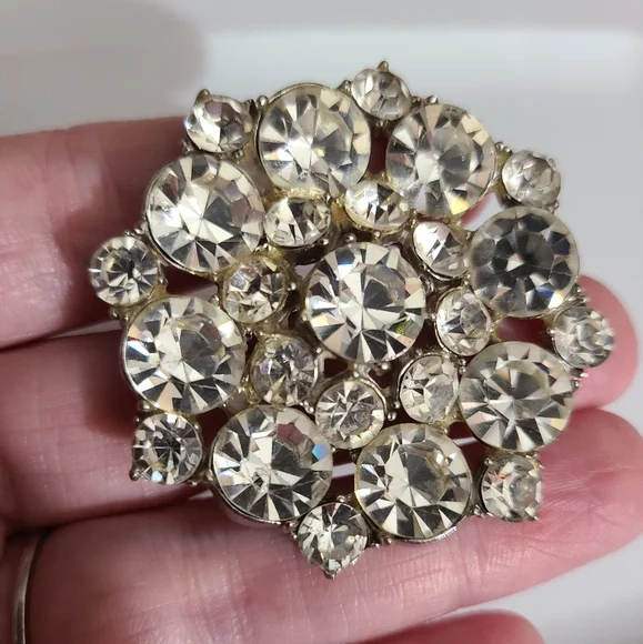 SOLD ! Vintage Big brooch weiss juliana Austria Rhinestones silver pin estate - Picture 4 of 5